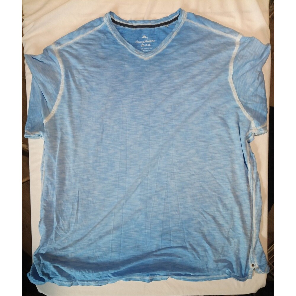 Tommy Bahama V Neck 3XL T Shirt Mens Large Blue Pima Cotton Short Sleeve Casual